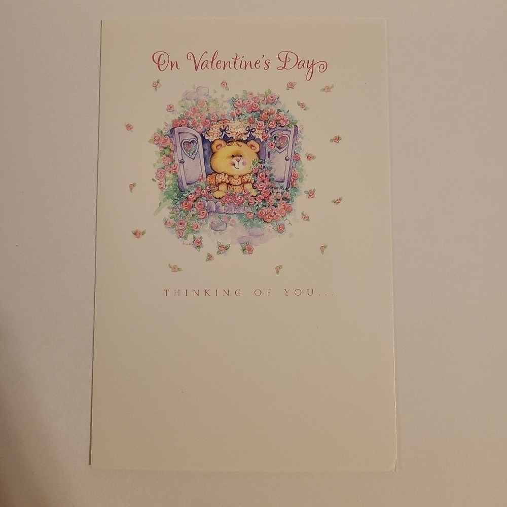 Vintage Tender Thoughts Bear Theme Valentine Day's Card - New with Envelope